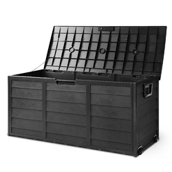 Gardeon Outdoor Storage Box 290L Lockable Organiser Garden Deck Shed All Black