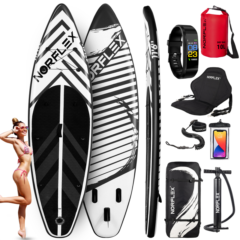 NORFLX Inflatable Stand-up Paddle Board and Kayak | 11ft 6in | Black SUP