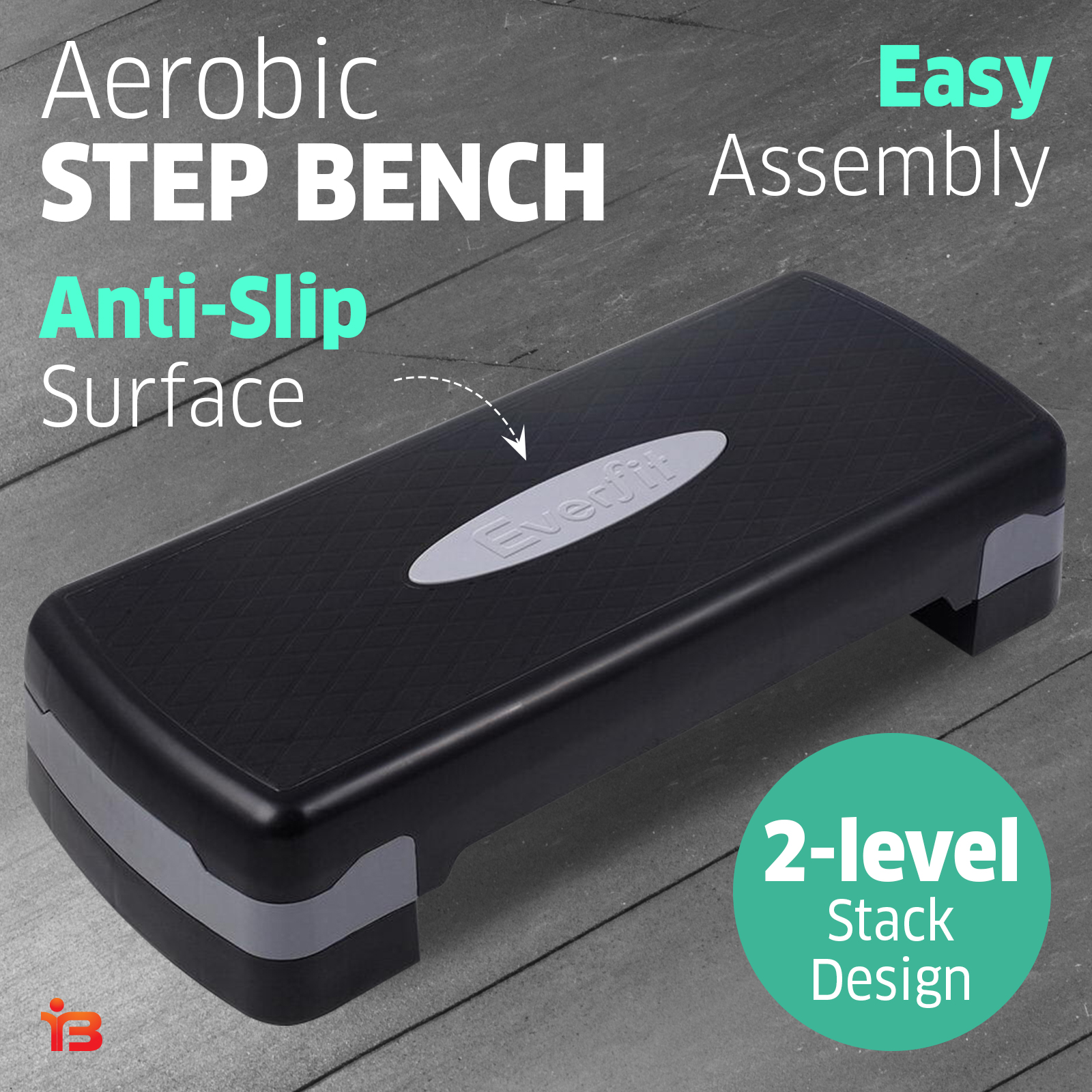 Everfit 2 Level Block Aerobic Step Bench Workout Stepping Platform