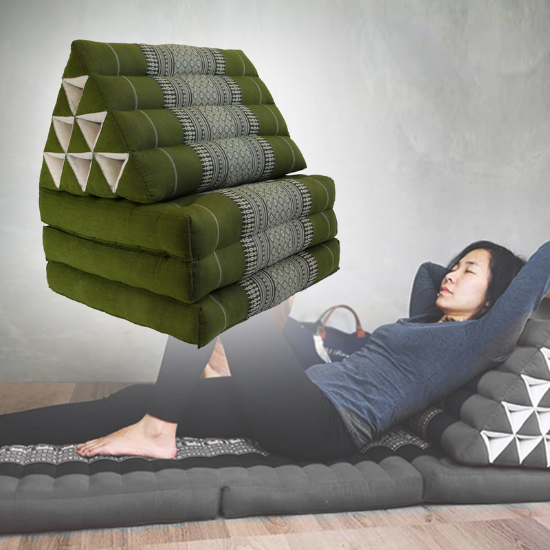 Large Thai Triangle Pillow THREE FOLDS Green