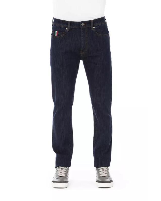 Logo Button Regular Fit Jeans with Tricolor Insert and Contrast Stitching W33 US Men