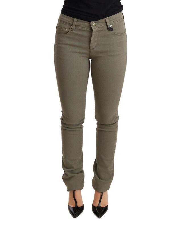 Ermanno Scervino Green Skinny Jeans with Zip Closure W26 US Women