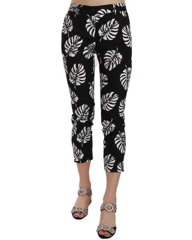 Gorgeous Dolce &amp; Gabbana Black Palm Leaf Print Skinny Capri Pants 38 IT Women