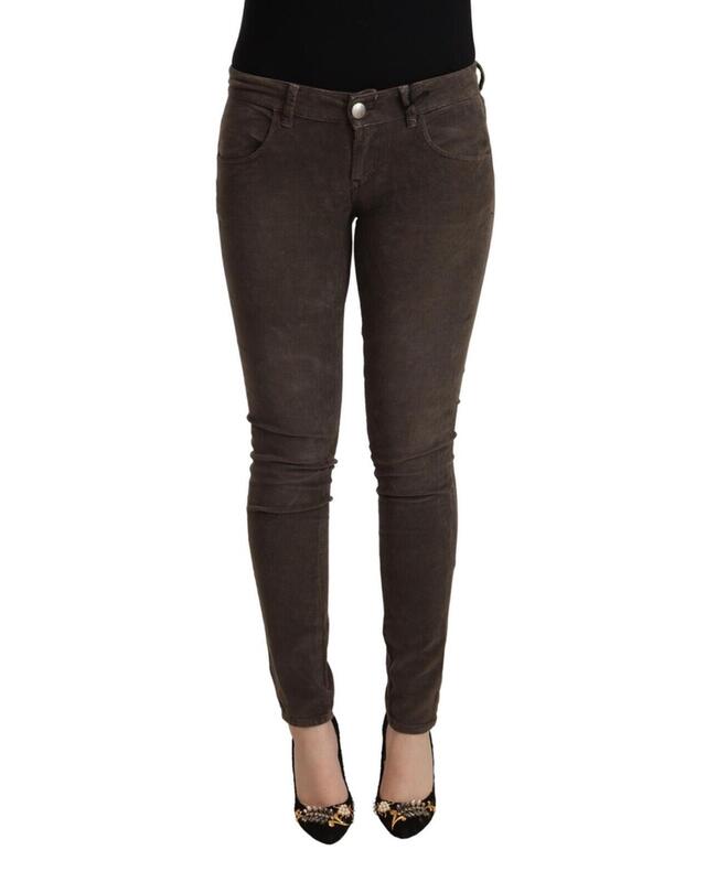 Slim Fit Low Waist Skinny Denim Jeans with Zipper Closure and Logo Details 40 IT Women