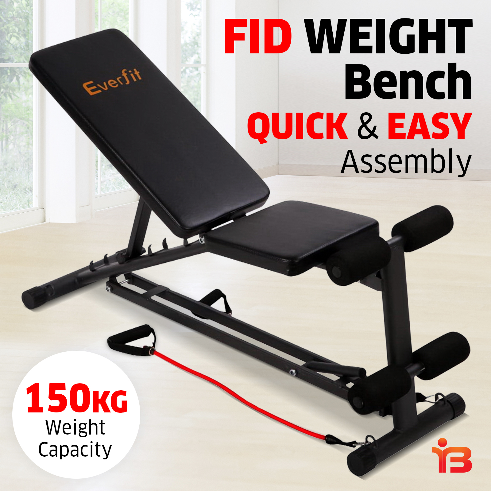 Adjustable FID Weight Bench Flat Everfit Workout Incline Fitness Gym Equipment