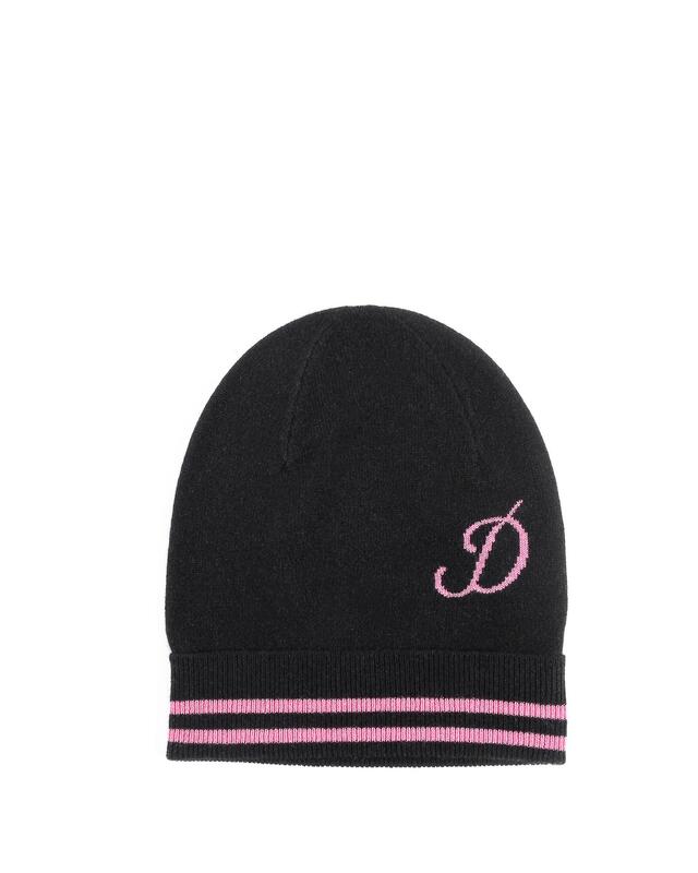 Monogrammed Cashmere Beanie with Contrasting Letter - One Size