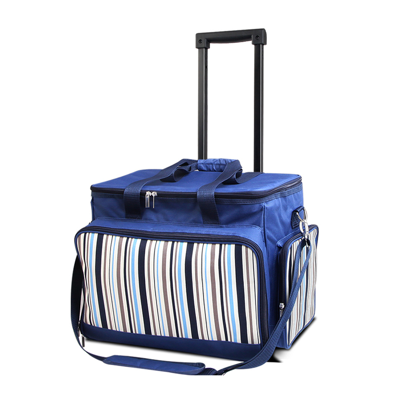 Alfresco 6 Person Picnic Bag Trolley Set - Blue