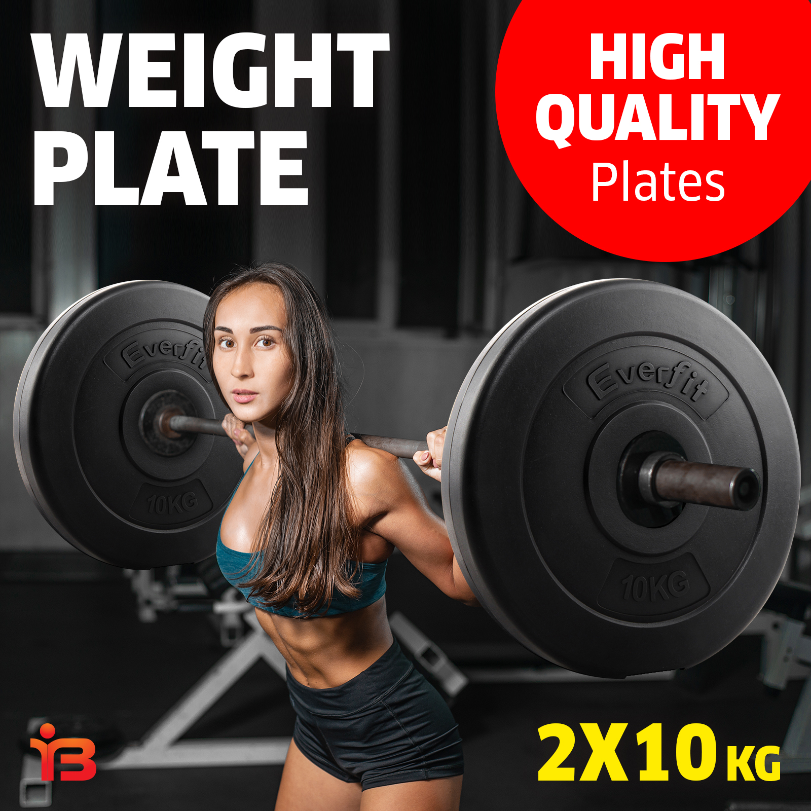 2 x 10KG Everfit Exercise Gym Fitness Weight Plate