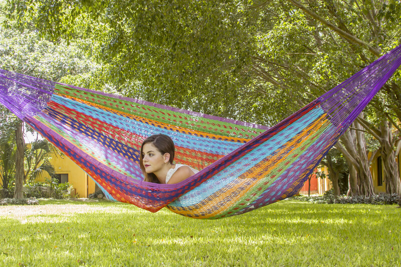 King Size Outoor Cotton Mayan Legacy Mexican Hammock in Colorina