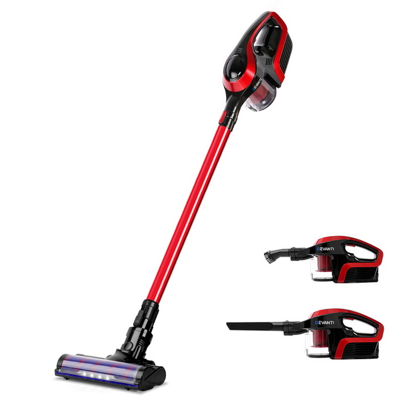 Devanti Handheld Vacuum Cleaner Cordless Roller Brush Head Red