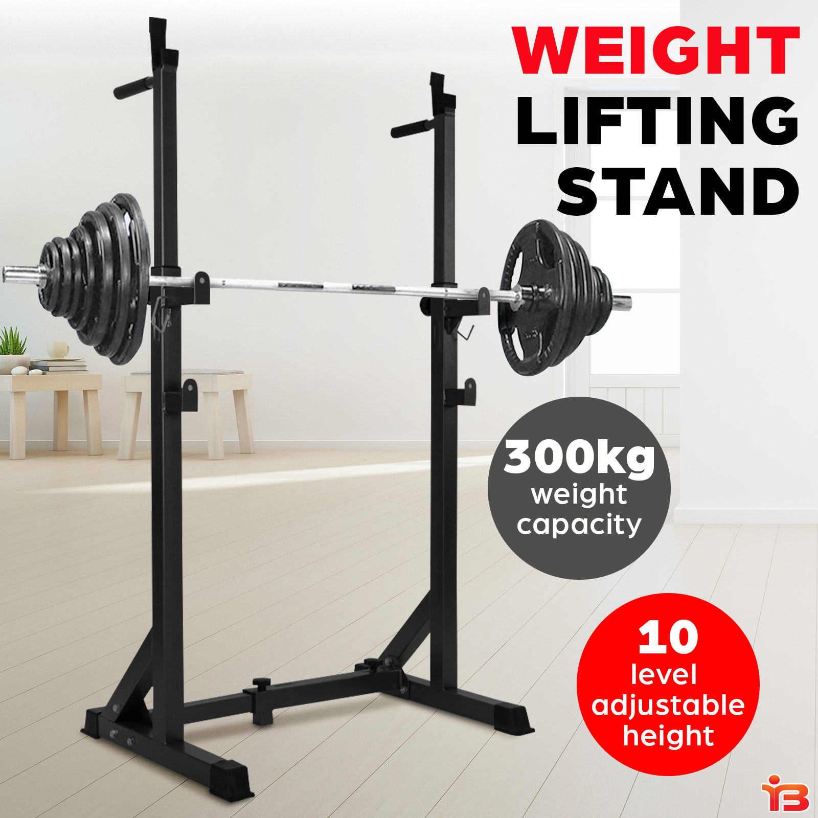 Squat Rack Pair Weight Lifting Gym Fitness Exercise Everfit Barbell Stand