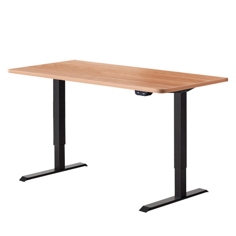 Artiss Standing Desk Adjustable Height Desk Electric Motorised Black Frame Oak Desk Top 140cm