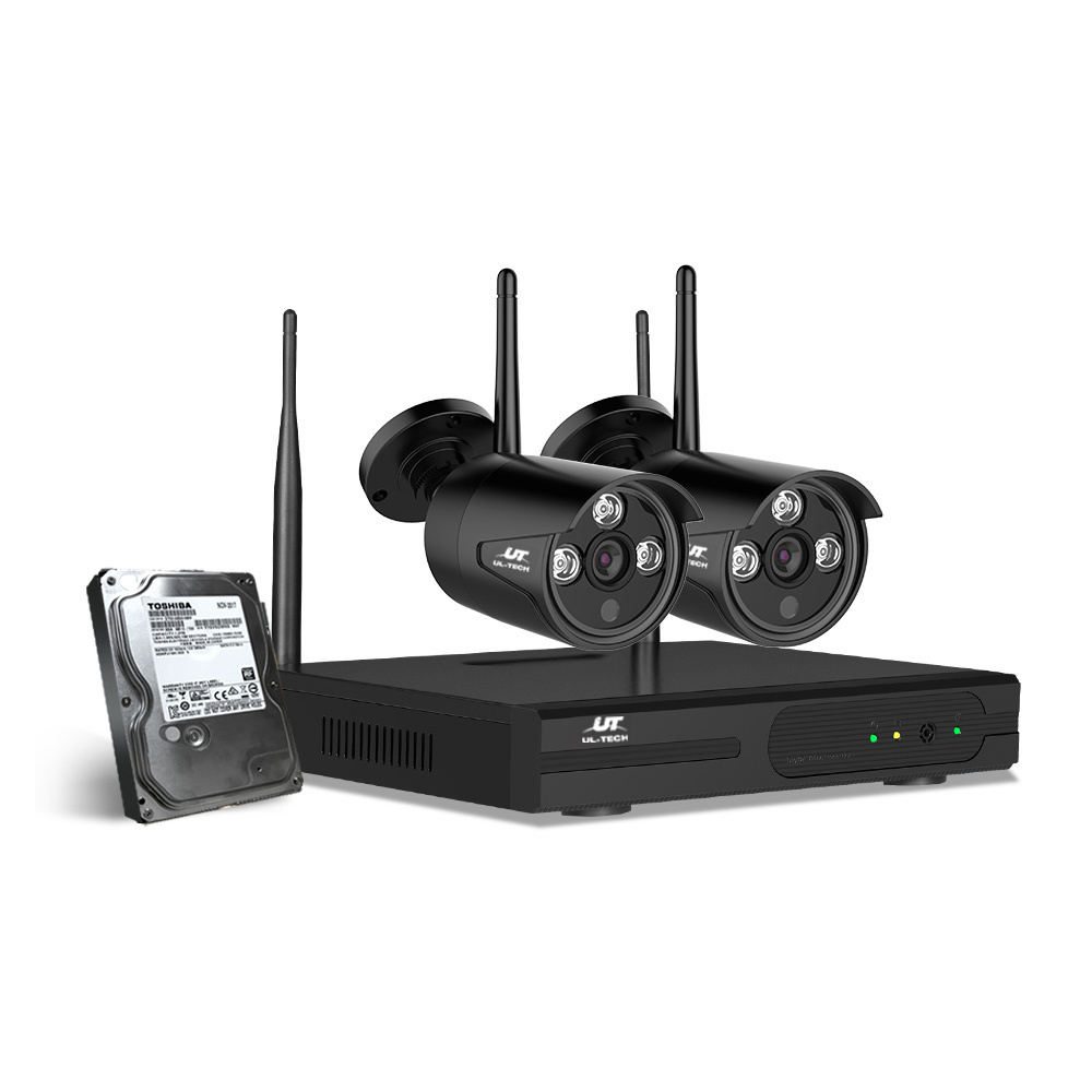 UL-Tech CCTV Wireless Security System 2TB 4CH NVR 1080P 2 Camera Sets