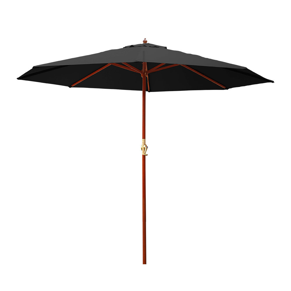 Instahut 3M Outdoor Pole Umbrella Cantilever Stand Garden Umbrellas Patio Black