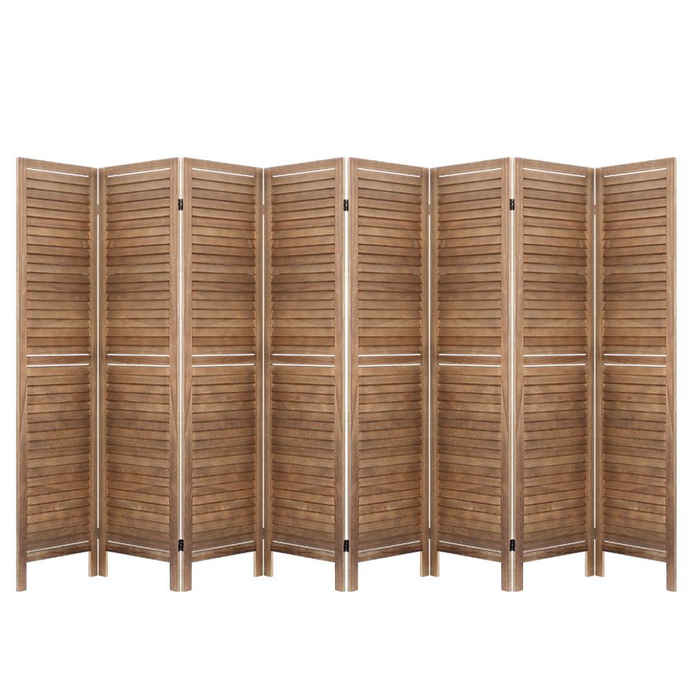 Artiss Room Divider Screen 8 Panel Privacy Wood Dividers Stand Bed Timber Brown
