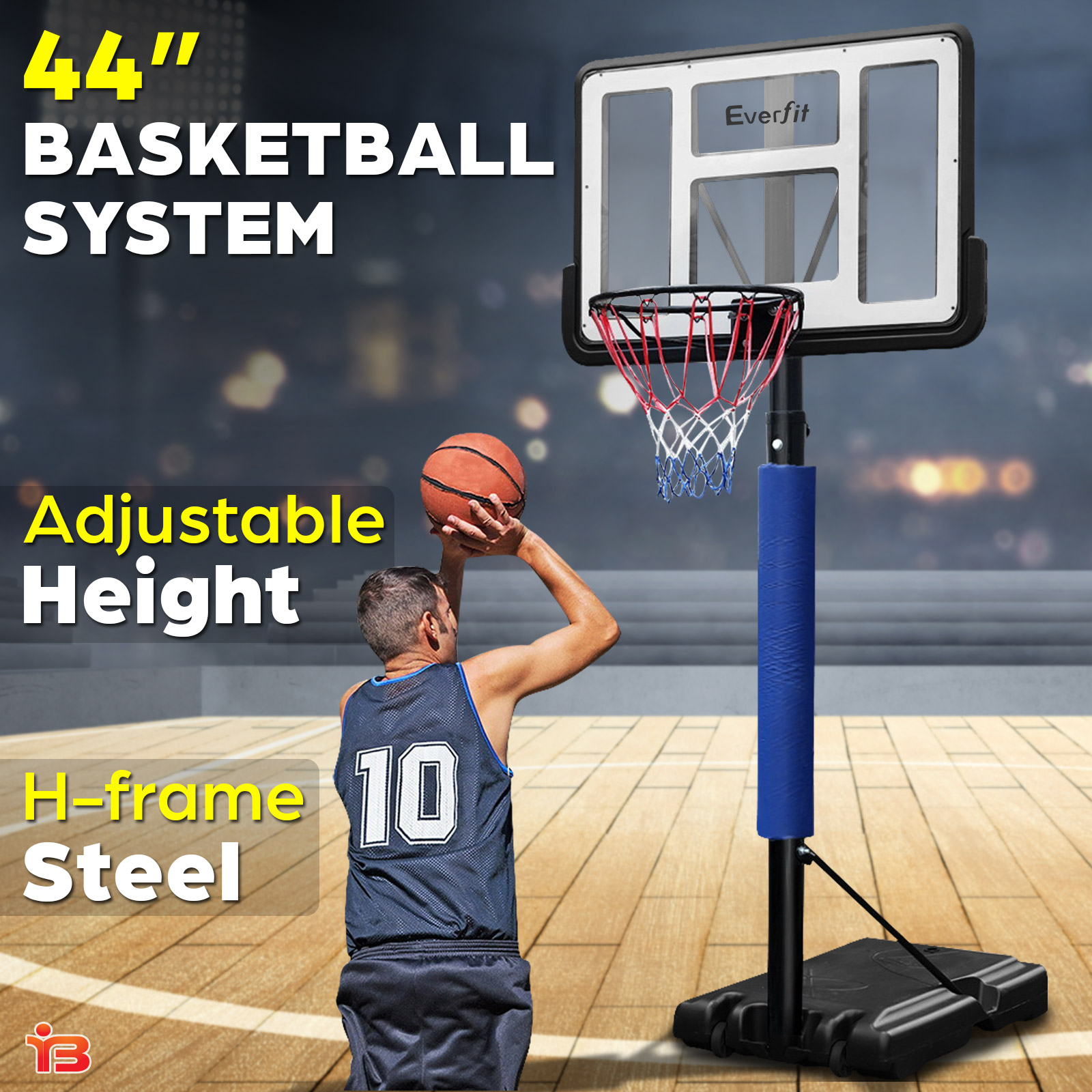 Everfit 3.05M Basketball Hoop Stand System Ring Portable Net Height Adjustable Blue