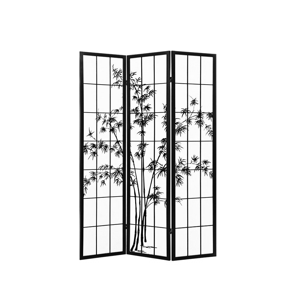 Artiss 3 Panel Room Divider Screen Privacy Dividers Pine Wood Stand Shoji Bamboo Black White