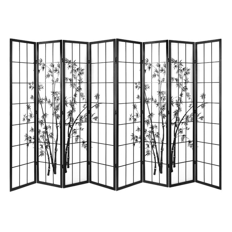 Artiss 8 Panel Room Divider Screen 348x179cm Bamboo Black White
