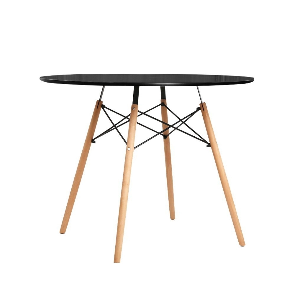 Artiss Dining Table 4 Seater Round Replica DSW cafe Kitchen Timber Black 90cm