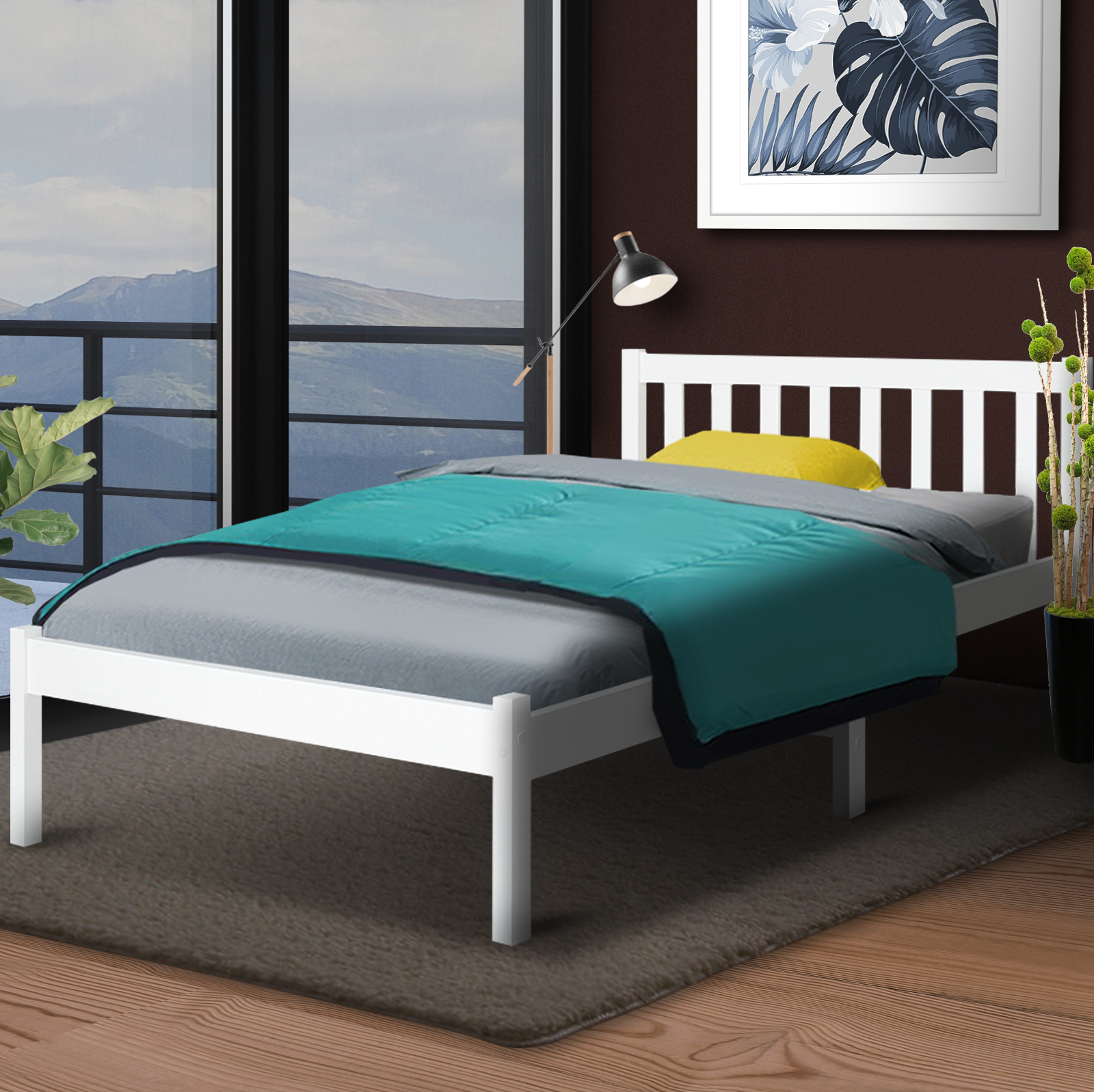 Artiss Bed Frame Single Size Wooden White SOFIE
