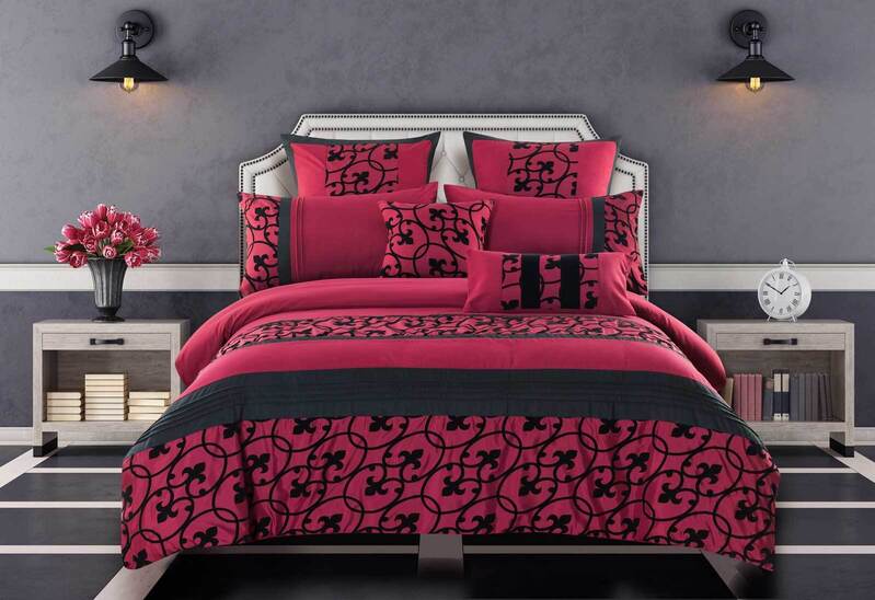 Luxton King Size Afton Red and Black Quilt Cover Set (3PCS)