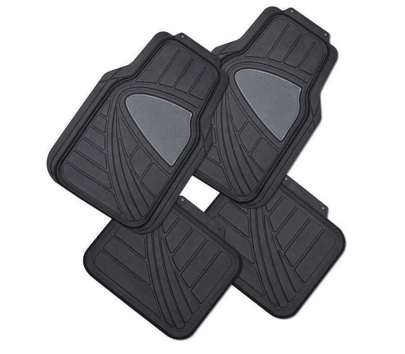 All Weather Heavy Duty Grey Trimmable 4 Piece Rubber Car Floor Mat