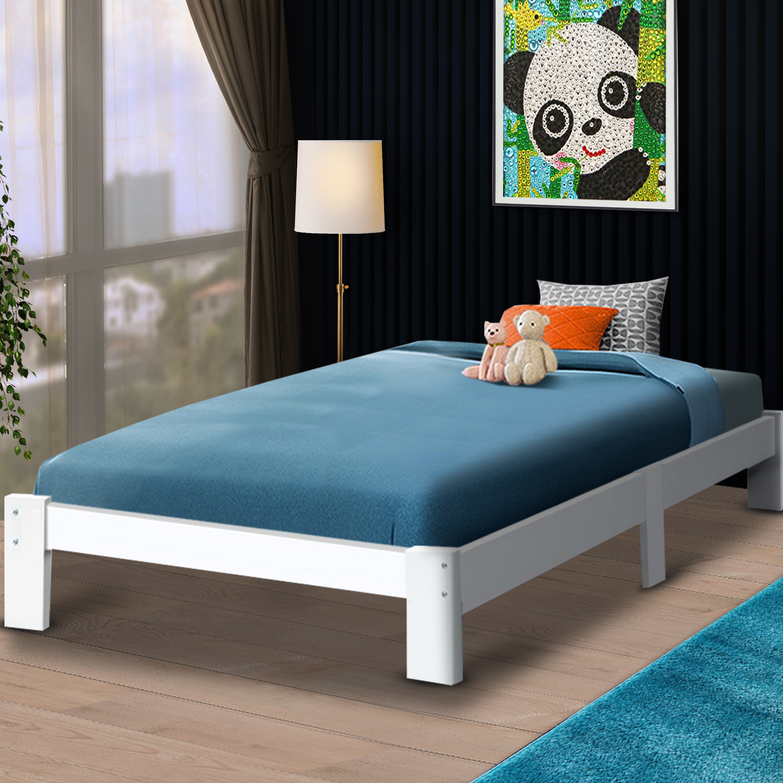 Artiss Bed Frame Single Size Wooden White JADE