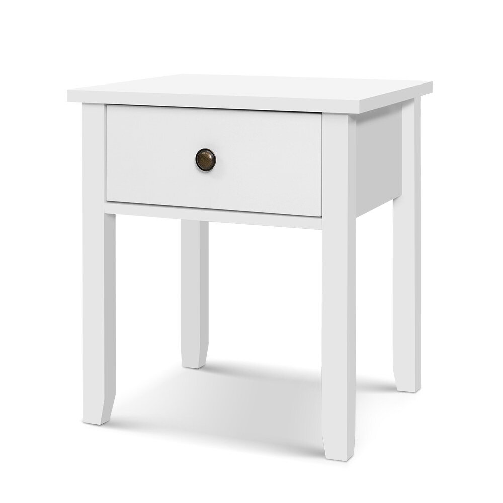 Artiss Bedside Table 1 Drawer - BOW White