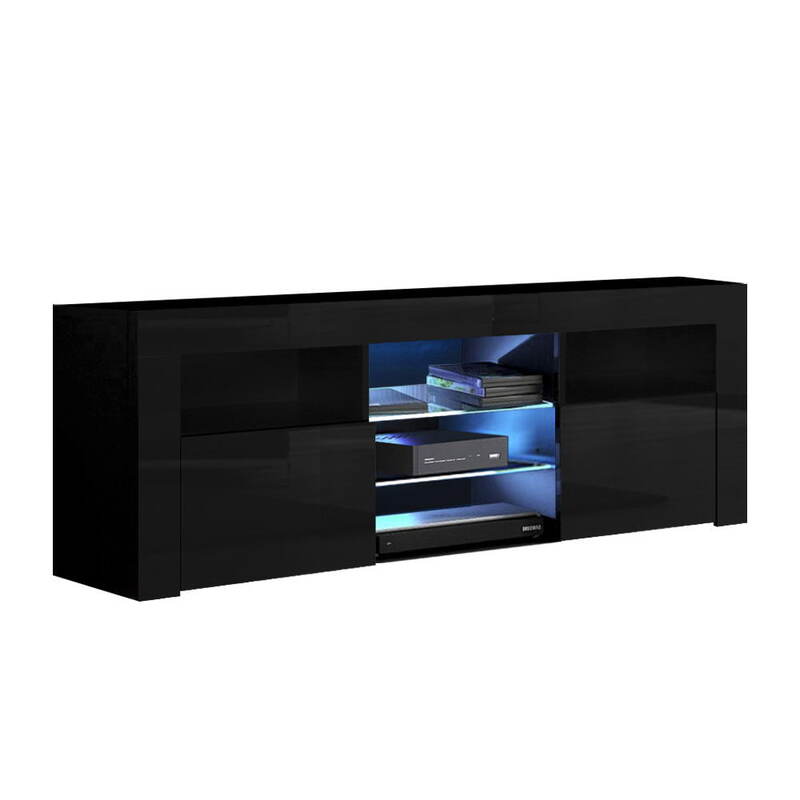 Artiss Entertainment Unit TV Cabinet LED 160cm Black Bobi