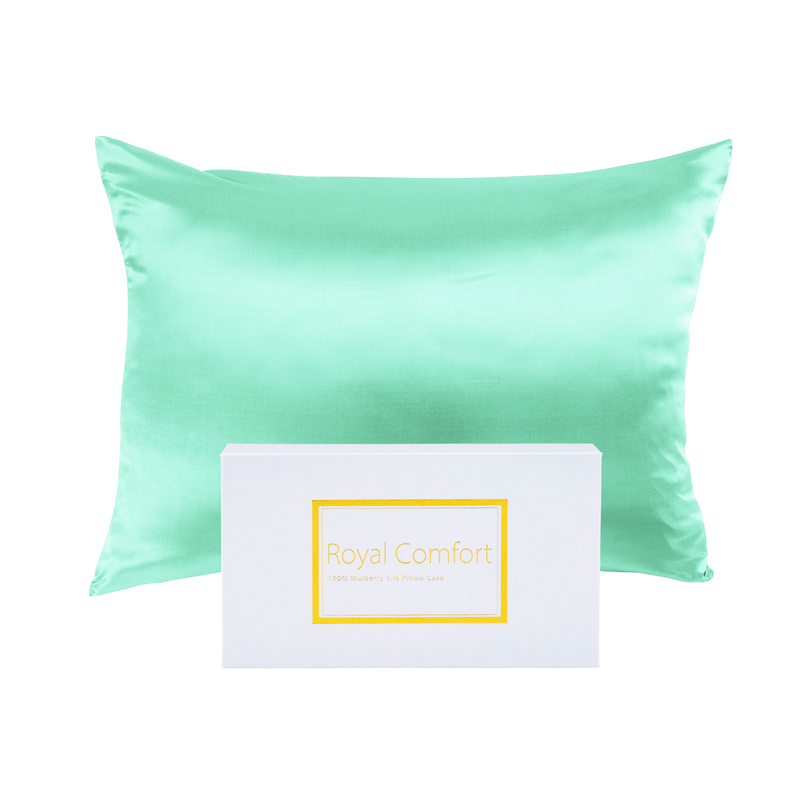 Royal Comfort Mulberry Soft Silk Hypoallergenic Pillowcase Twin Pack 51 x 76cm - Mint
