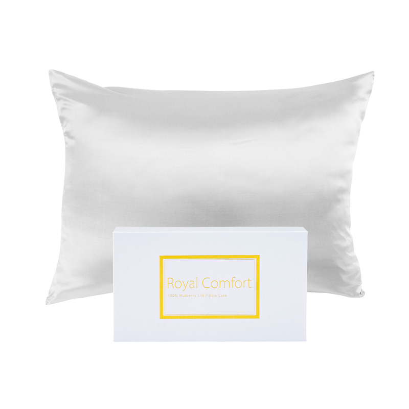 Royal Comfort Pure Silk Pillow Case 100% Mulberry Silk Hypoallergenic Pillowcase - White