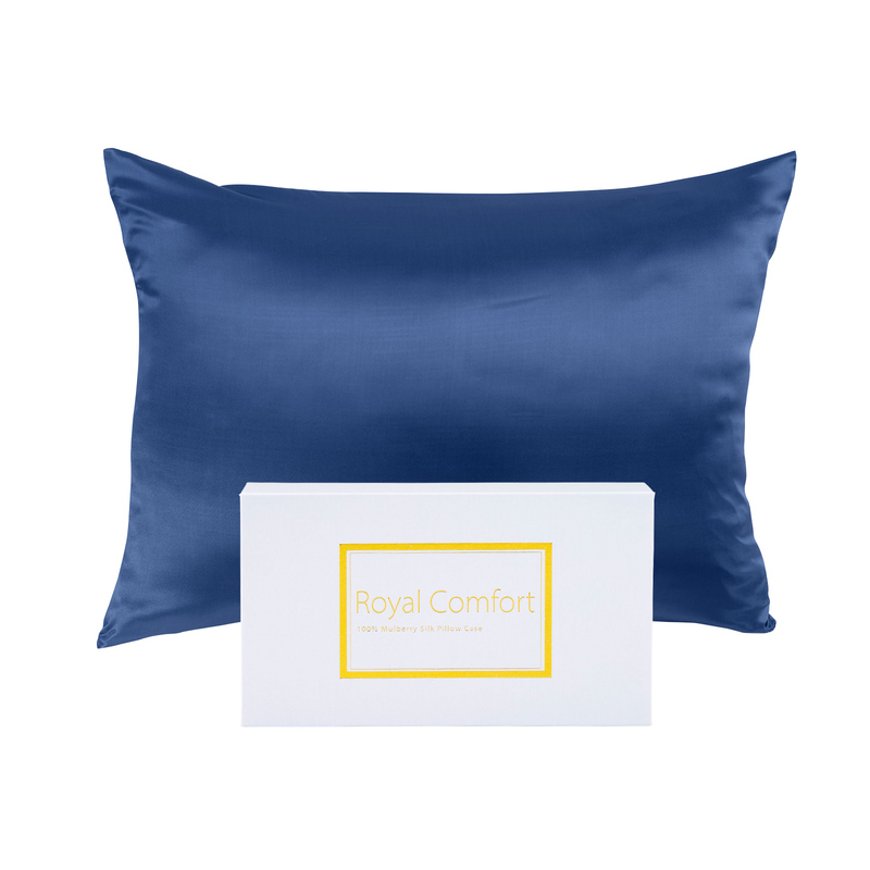 Royal Comfort Pure Silk Pillow Case 100% Mulberry Silk Hypoallergenic Pillowcase - Navy
