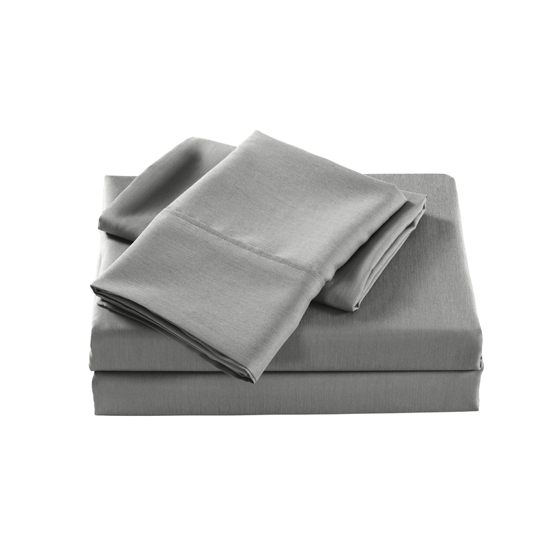 Casa Decor 2000 Thread Count Bamboo Cooling Sheet Set Ultra Soft Bedding - Double - Mid Grey