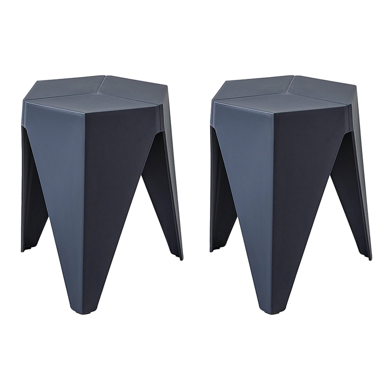 ArtissIn Set of 2 Puzzle Stool Plastic Stacking Bar Stools Dining Chairs Kitchen Blue