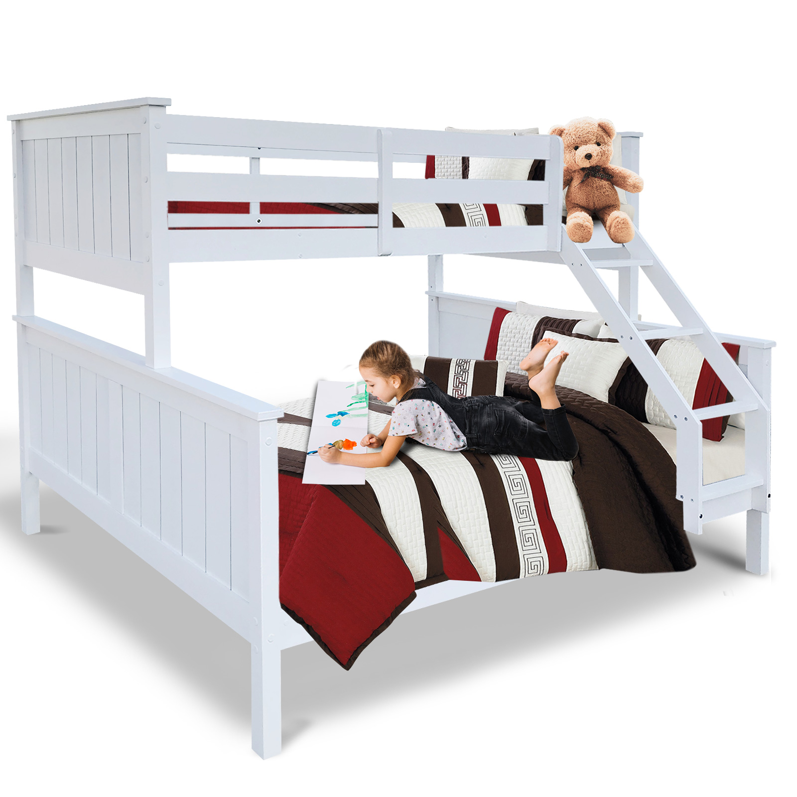 Single Over Double Triple Bunk Bed, White Bunk Beds With Double Bed