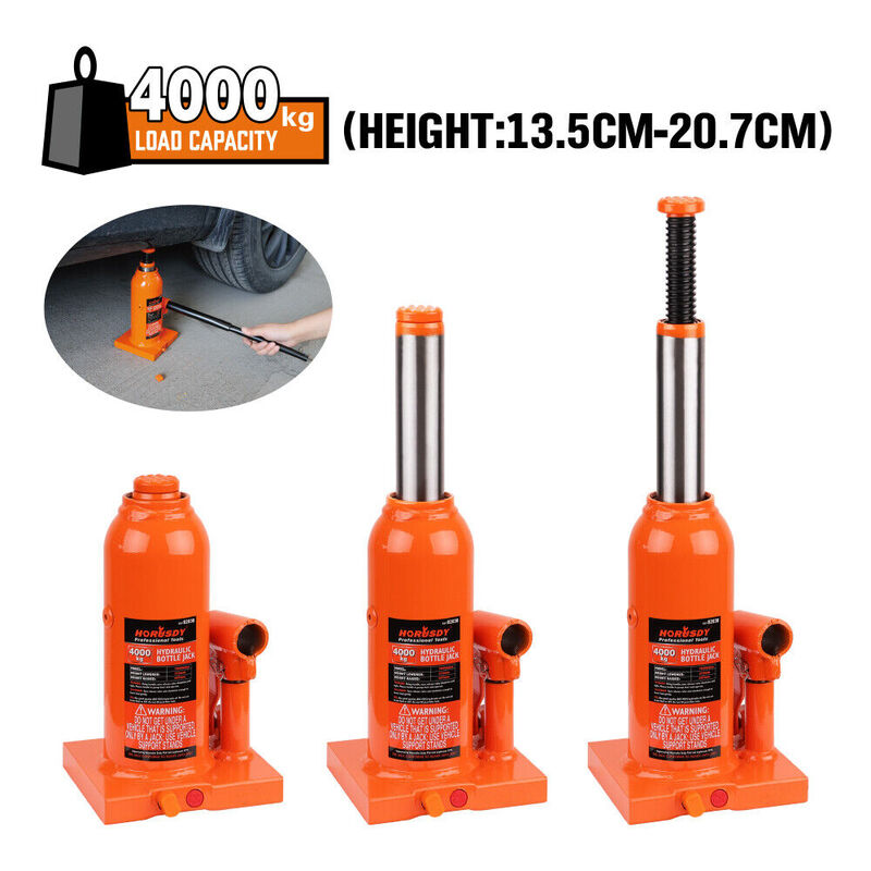  4-Ton (8,000 LBs) Hydraulic Bottle Jack Heavy Duty Car Lifter with Safety Valve
