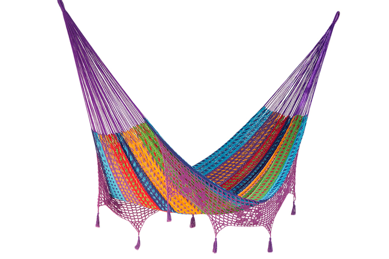 Mayan Legacy King Size Deluxe Outdoor Cotton Mexican Hammock in Colorina Colour