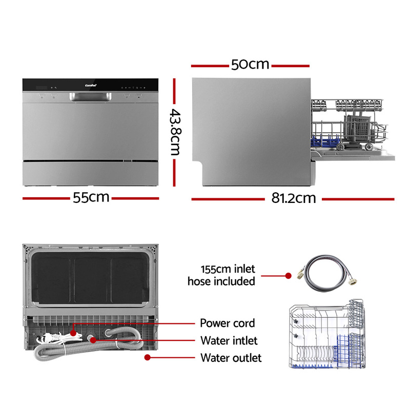 Comfee Benchtop Dishwasher 6 Place Setting Countertop Dishwasher Freestanding
