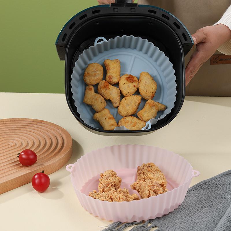 2x Air Fryer Silicone Pot Air Fryer Basket Liners Non-Stick Reusable Baking  Tray