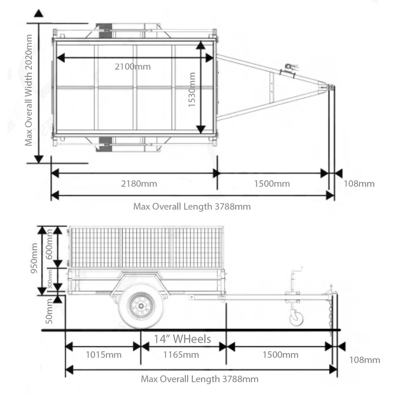 7x5 Tipping Trailer 750kg Box Trailer 900mm Cage Heavy Duty