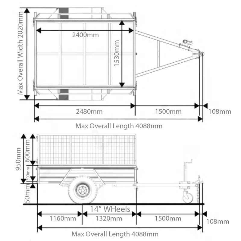 8x5 Galvanised Box Trailer with 900mm Cage — Xtreme Trailers