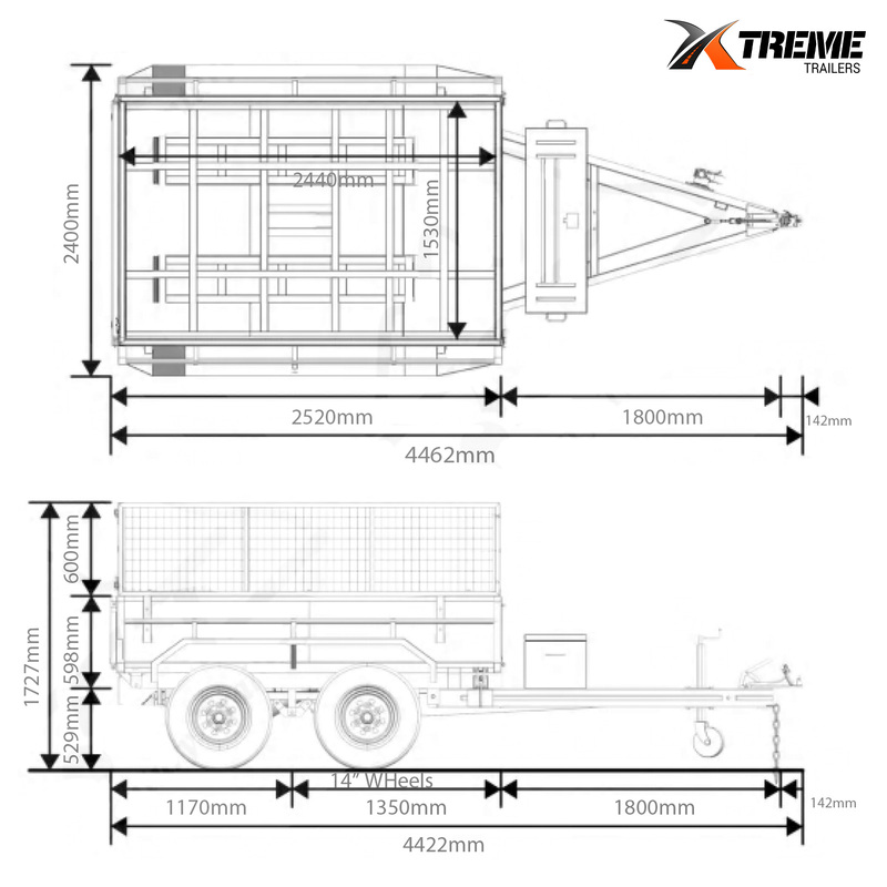 8x5 Hydraulic Tipper Tandem Box Trailer ATM3500KG with Ramp Holders