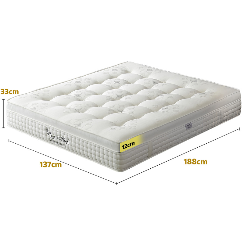 Royal Sleep DOUBLE Mattress Medium Bed Euro Top 7 Zone Spring Gel Memory Foam