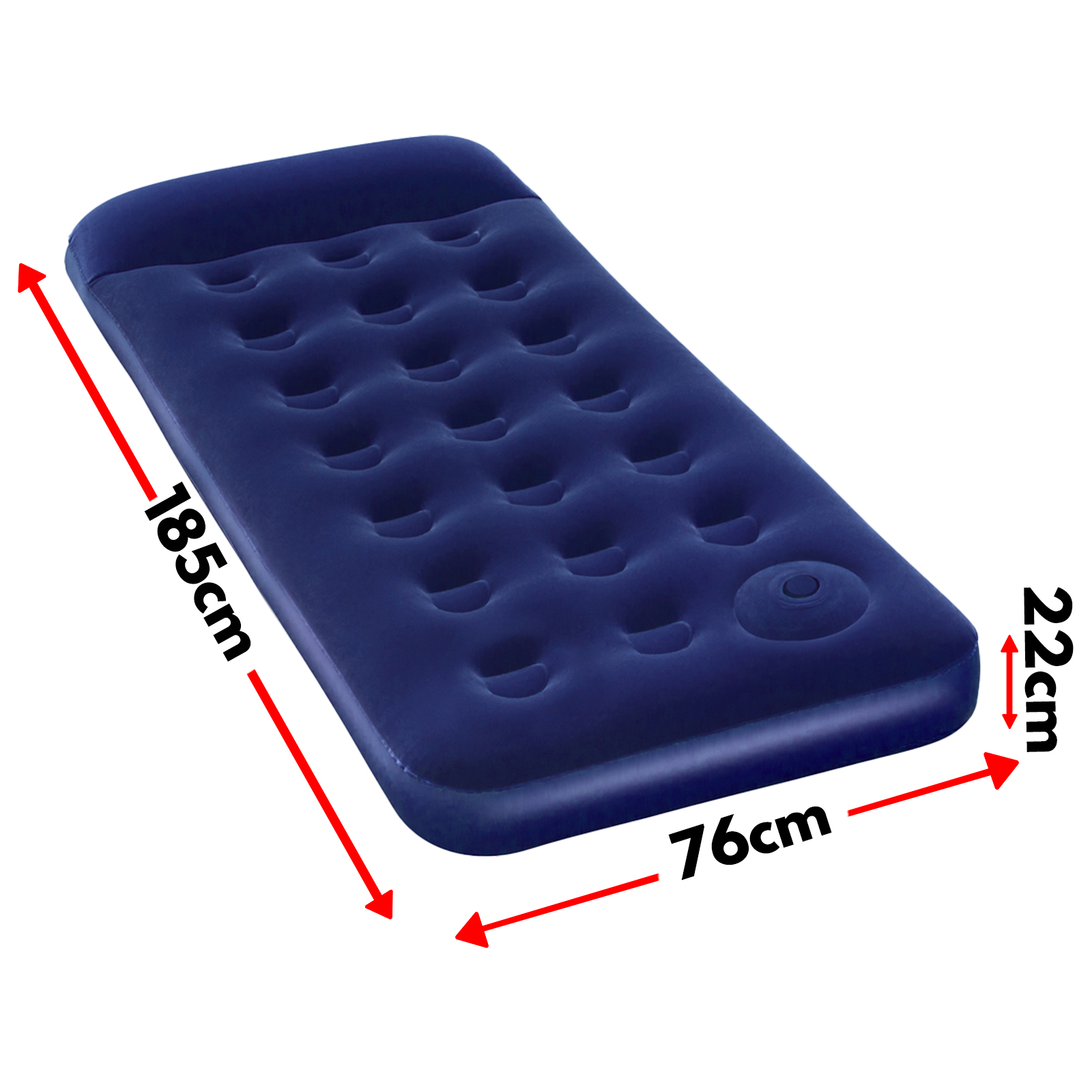 Single Size Inflatable Air Bed Mattress 22CM Built-in Foot Pump - Navy