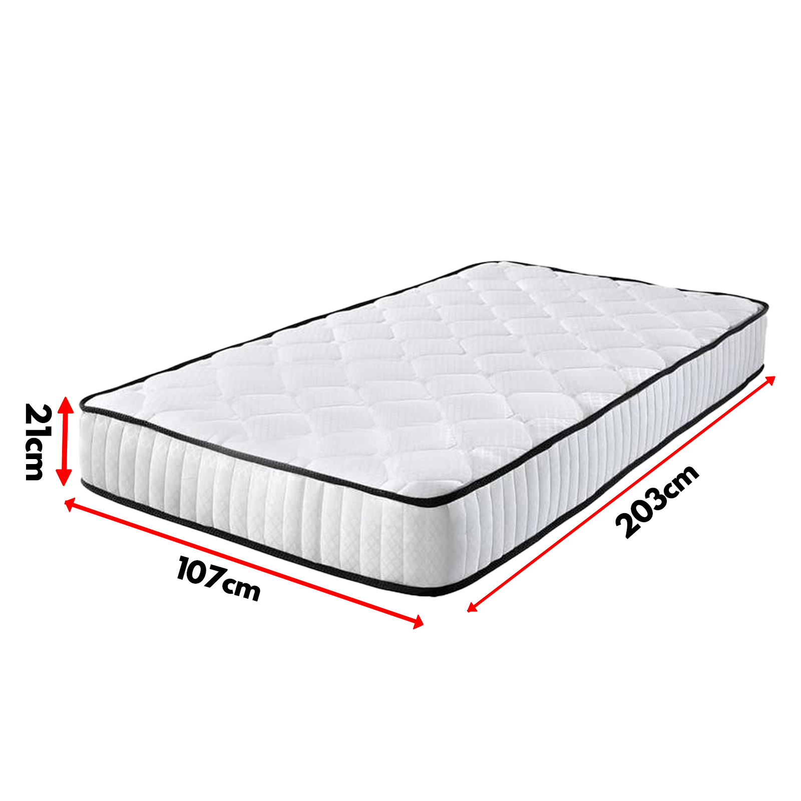 King Single Size Bed 21cm Thick High Density Foam Pocket Spring Mattress
