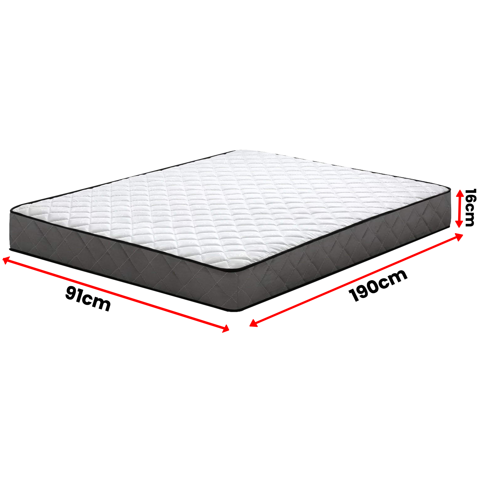 Single Size Bed 16cm Thick Tight Top Foam Bonnell Spring Mattress Medium Firm