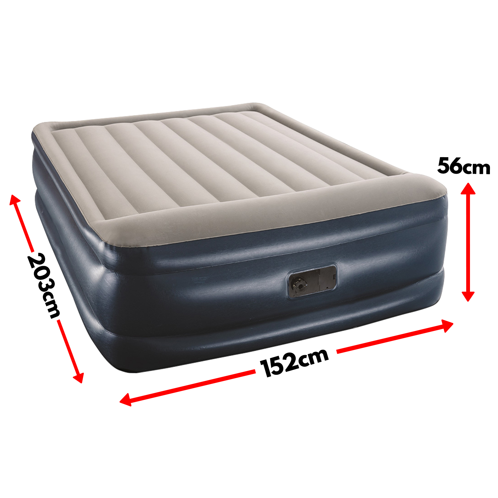 Queen Size Air Bed Inflatable Mattress Built-In Electric Pump Grey