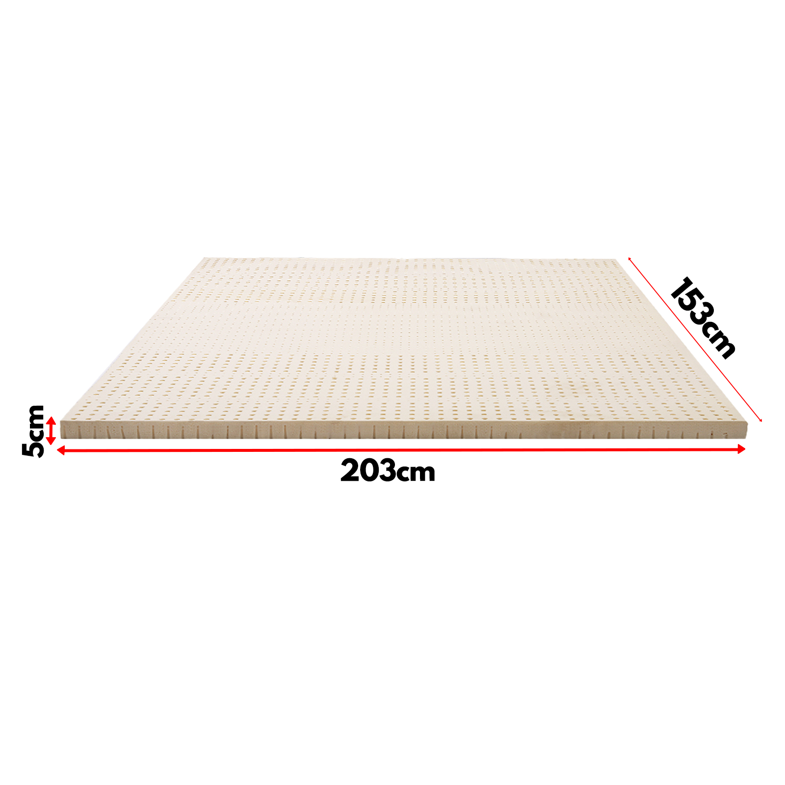 Queen Size Pure Natural Latex Mattress Bed Topper 7 Zone 5cm Thick