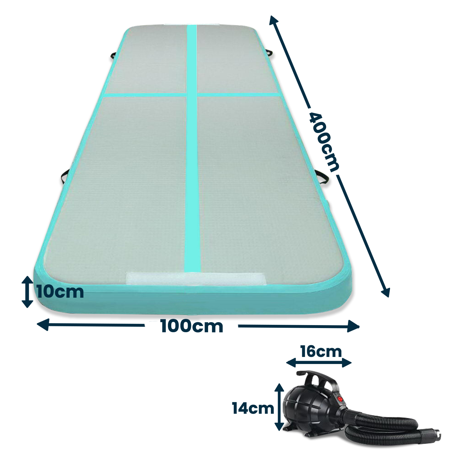 Inflatable Air Track Mat Anti-slip with Pump Tumbling Gymnastics Green 4X1M 