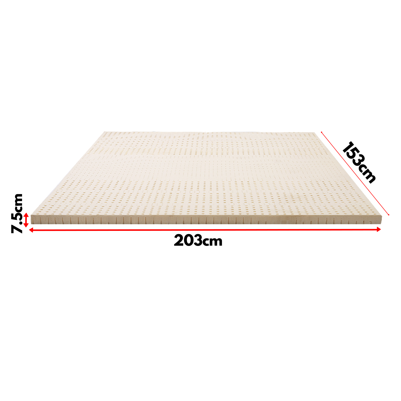 Queen Size 7 Zone Latex Mattress Topper Underlay 7.5cm Thick Mat Pad Cover
